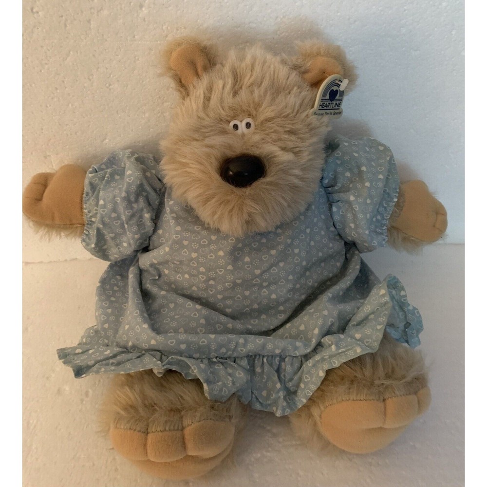 Heartline Snuggables Mama Bear Plush Teddy Bear Clothed Dress Ear Tag Vtg 1983